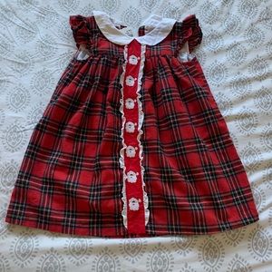 Lil Cactus 🌵Plaid Santa Claus Smocked Dress 4T
